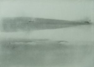 Pole v mlhavé krajině, 2009, uhel na papíře, 78×124,5cm