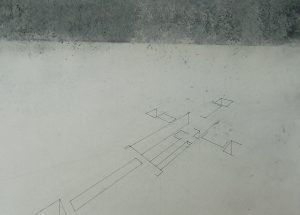 Hrob kříže, 2011, uhel, tužka a tuž na papíře, 50x70cm