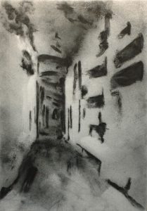Katakomby II, 2011, uhel na filcu, 115×80,5cm
