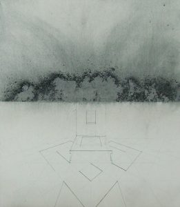 Konstrukce hrobu, 2011, uhel, tužka a tuž na papíře, 79,5x70cm
