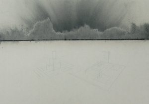 Konstrukce hrobů, 2011, uhel, tužka a tuž na papíře, 70x100cm