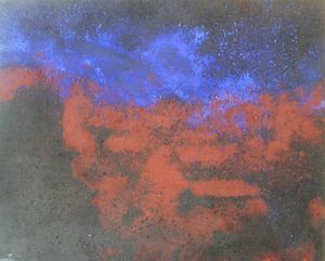 Krajina s hroby, 2011, uhel, pigmenty a olej na plátně, 40x50cm