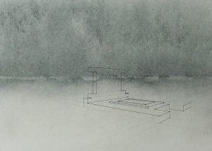 „I“ hrob, 2011, uhel, tužka a tuž na papíře, 35×49,5cm