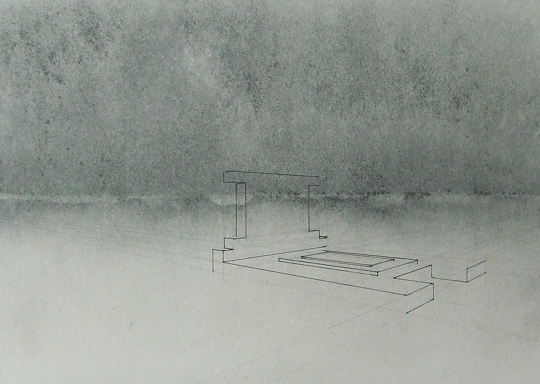 „I“ hrob, 2011, uhel, tužka a tuž na papíře, 35×49,5cm