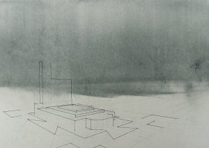 „L“ hrob, 2011, uhel, tužka a tuž na papíře, 35×49,5cm