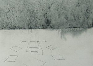 „U“ hrob, 2011, uhel, tužka a tuž na papíře, 35×49,5cm