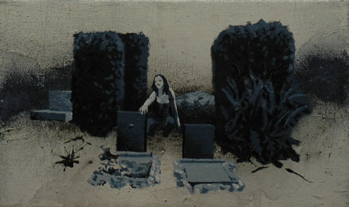 Múza urnových hrobů, 2013, olej a pigment na plátně, 30,5×50,5 cm