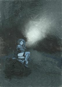 Prostitutka v noci u cesty, 2013, olej, pigmenty a akryl na plátně, 70x50cm