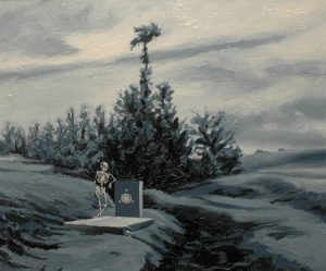 Nuda u hrobu, 2014, olej na plátně, 50x60cm