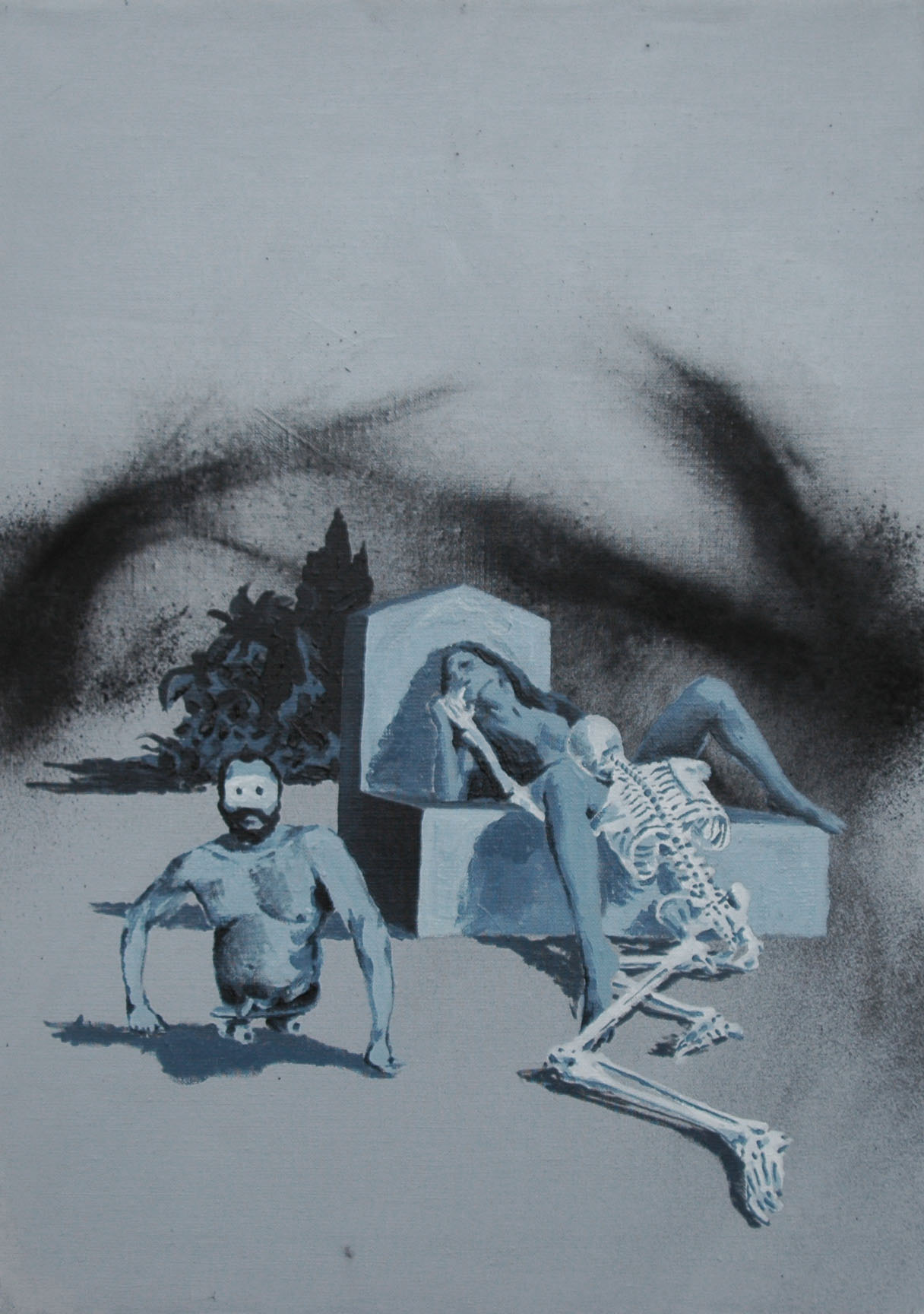 (Čeština) Necro feeling, 2013, olej, pigmenty a akryl na plátně, 70x50cm
